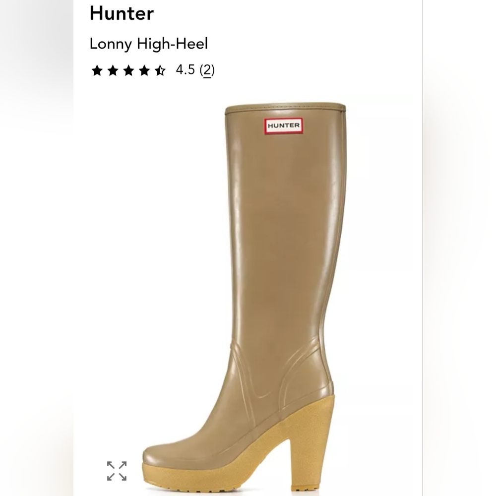 NWT Hunter Women's Beige TALL heel Rain Boots Sz 7